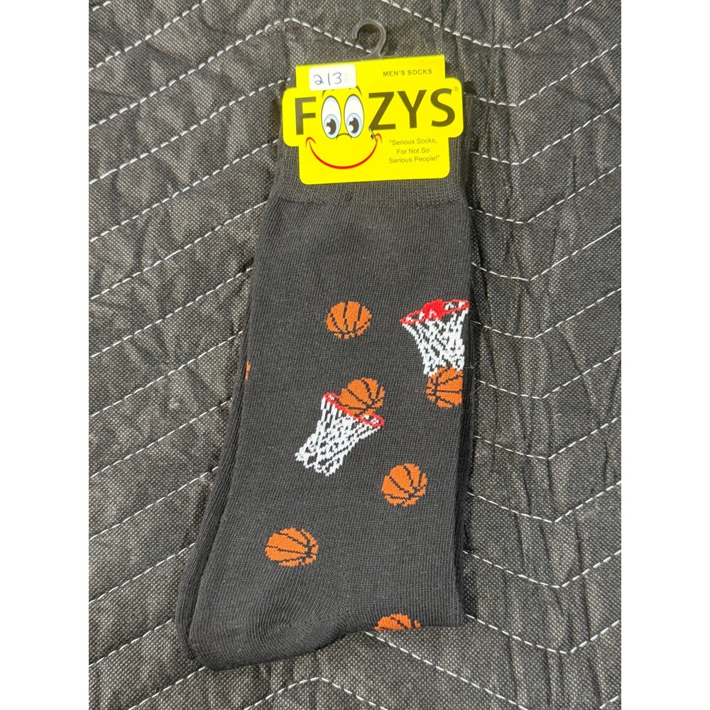 Foozys Basketball Crew Socks Mens‎ 10-13 Gray New Novelty Sports Hoop FM-06
